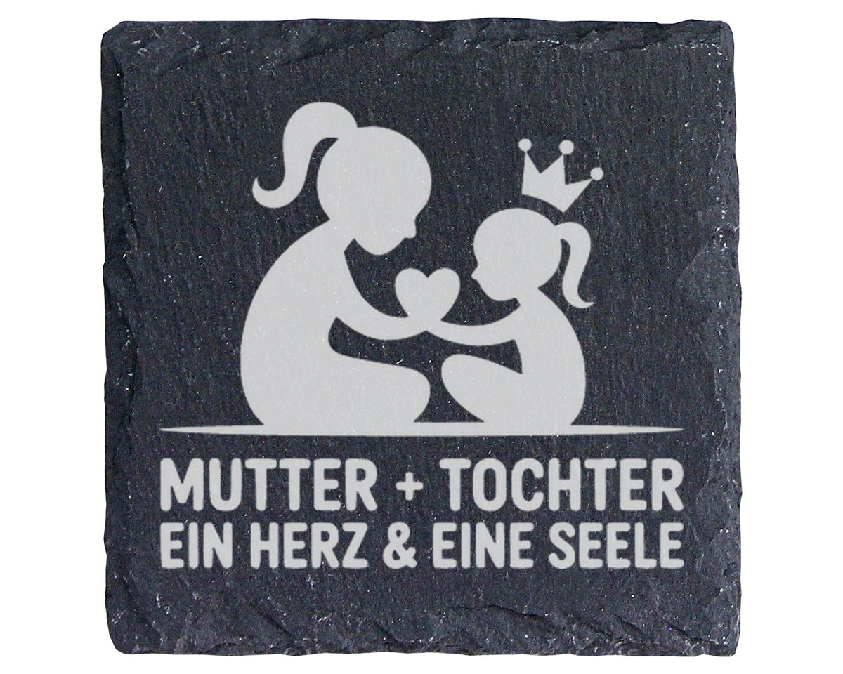 Schiefer Untersetzer Mutter Tochter Ein Herz Eine Seele - Geschenk Für – Bild 1
