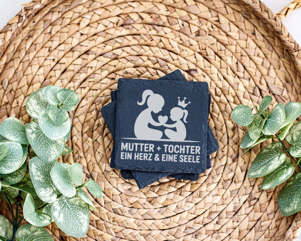 Schiefer Untersetzer Mutter Tochter Ein Herz Eine Seele - Geschenk Für – Bild 3