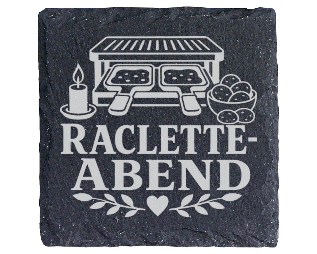 Raclette-Abend - Untersetzer aus Schiefer - Pfännchen Ablage - Geschen – Bild 1