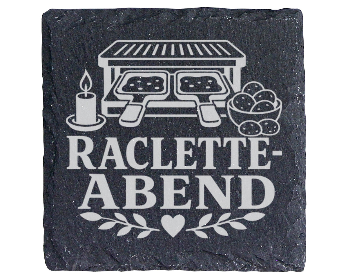 Raclette-Abend - Untersetzer aus Schiefer - Pfännchen Ablage - Geschen – Bild 1