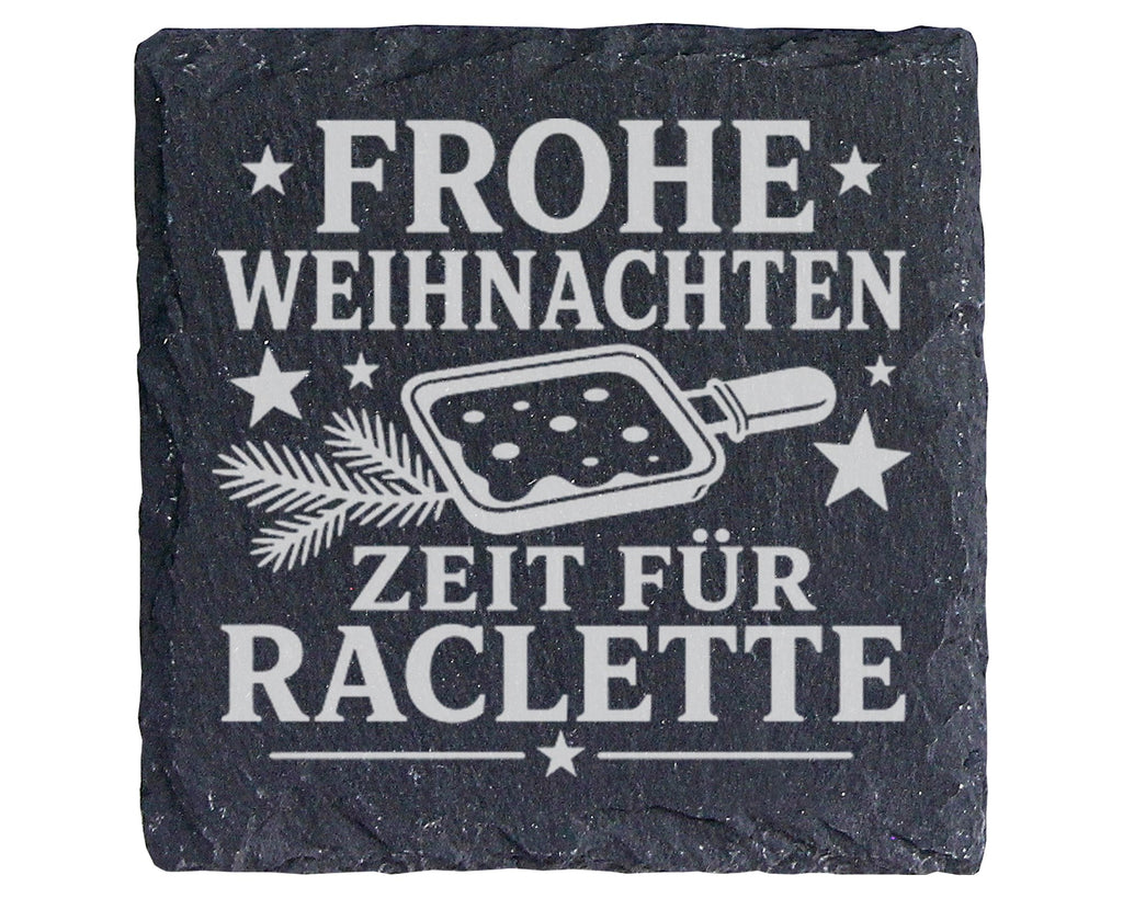 Frohe Weihnachten Zeit für Raclette - Untersetzer aus Schiefer - Pfänn – Bild 1
