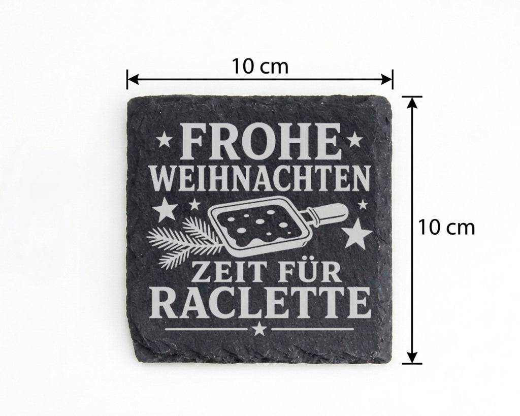 Frohe Weihnachten Zeit für Raclette - Untersetzer aus Schiefer - Pfänn – Bild 4