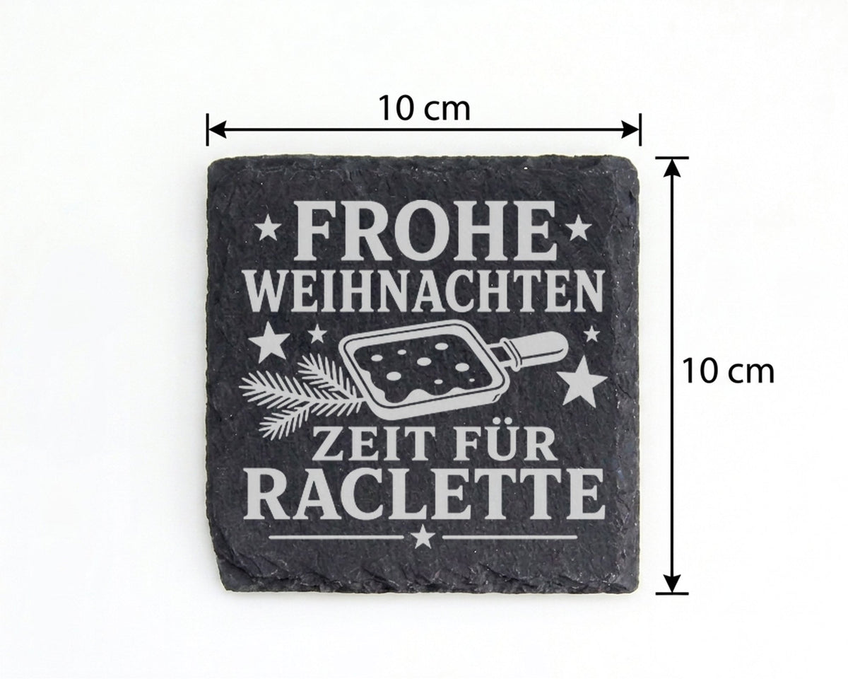 Frohe Weihnachten Zeit für Raclette - Untersetzer aus Schiefer - Pfänn – Bild 4