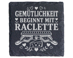 Gemütlichkeit beginnt mit Raclette - Untersetzer aus Schiefer - Pfännc – Bild 1