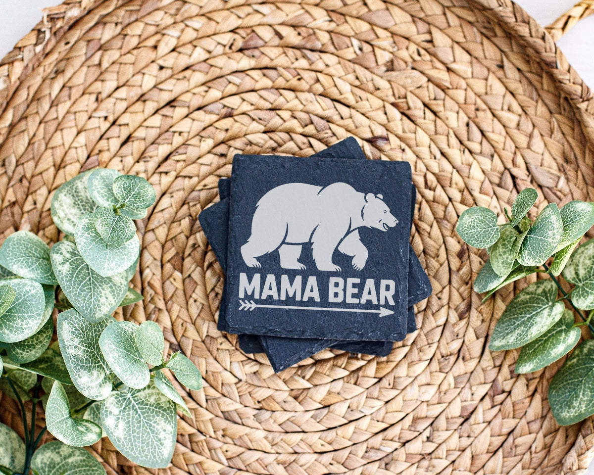 Schiefer Untersetzer Mama Bear Pfeil - Geschenk Für Mutter - Bären Spr – Bild 3
