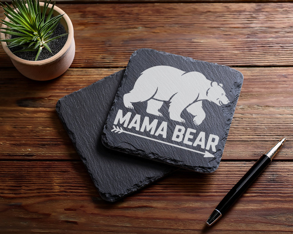 Schiefer Untersetzer Mama Bear Pfeil - Geschenk Für Mutter - Bären Spr – Bild 5