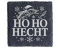 Schiefer Untersetzer Hohoho Hecht - Lustiges Geschenk für Hechtangler  – Bild 1