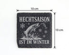 Schiefer Untersetzer Hechtsaison ist im Winter - Geschenk für Hechtang – Bild 4