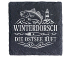 Schiefer Untersetzer Winterdorsch die Ostsee ruft - Geschenk für Meere – Bild 1