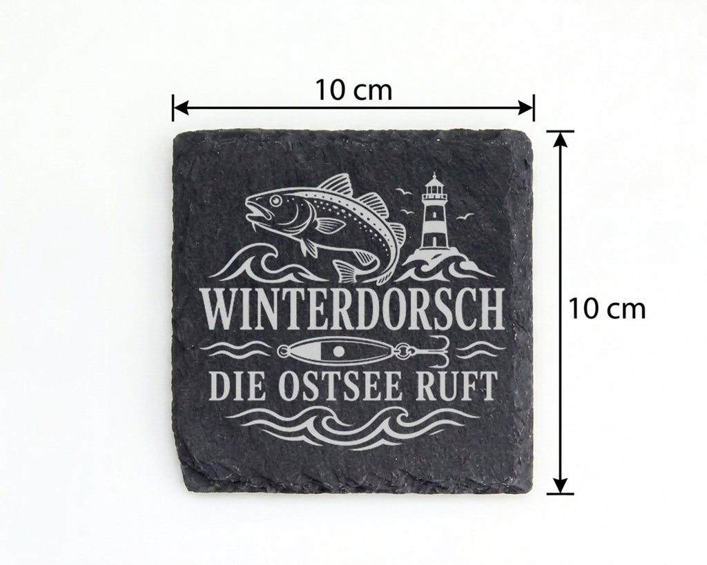 Schiefer Untersetzer Winterdorsch die Ostsee ruft - Geschenk für Meere – Bild 4
