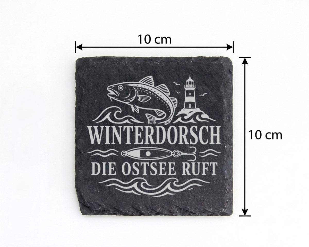 Schiefer Untersetzer Winterdorsch die Ostsee ruft - Geschenk für Meere – Bild 4
