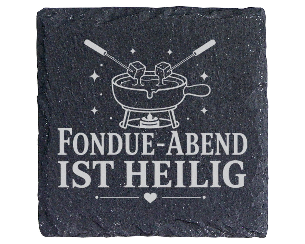 Schiefer Untersetzer Fondue-Abend ist heilig - Geschenk für Käseliebha – Bild 1