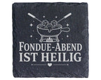 Schiefer Untersetzer Fondue-Abend ist heilig - Geschenk für Käseliebha – Bild 1