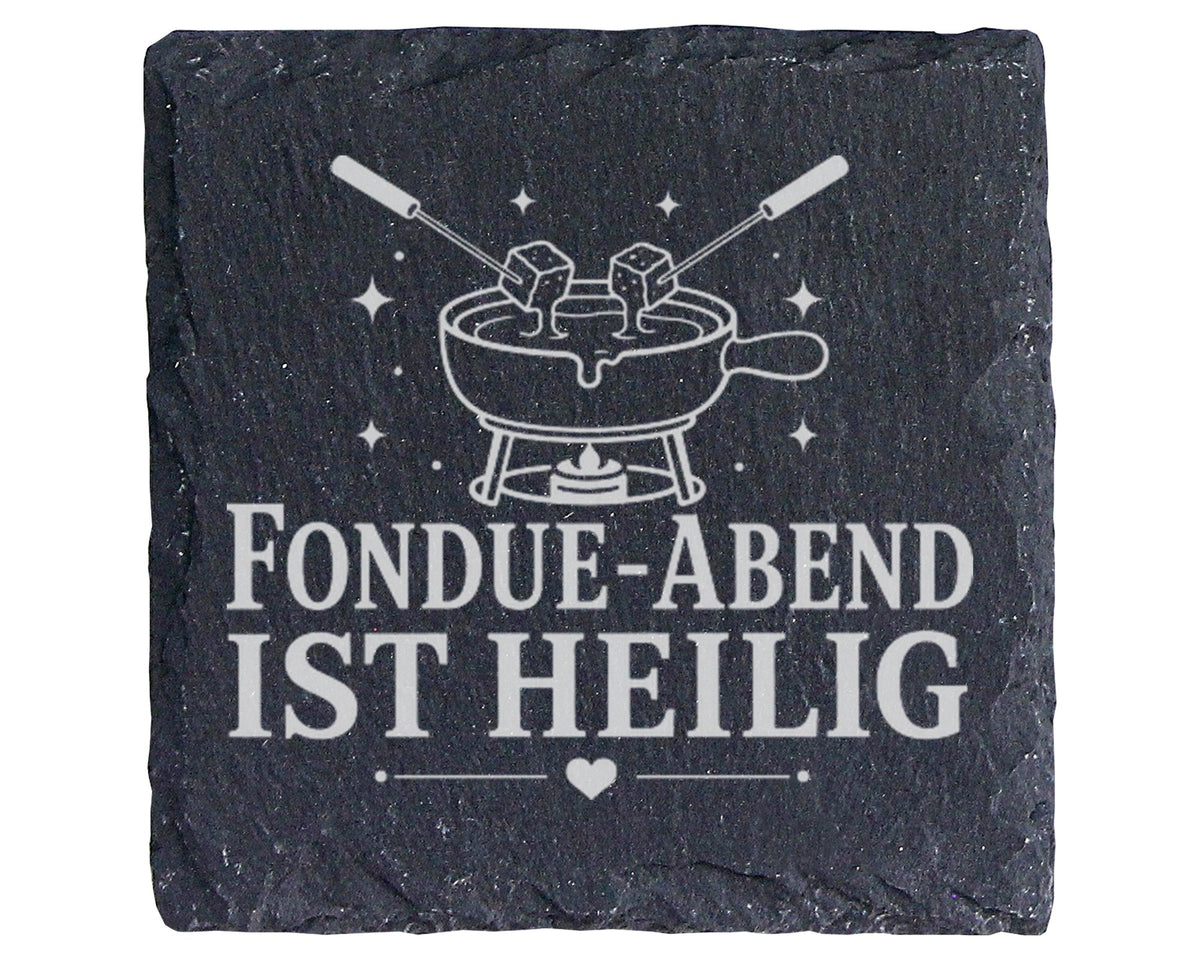 Schiefer Untersetzer Fondue-Abend ist heilig - Geschenk für Käseliebha – Bild 1