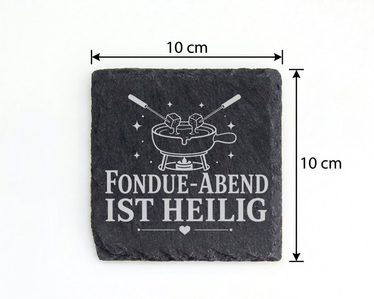 Schiefer Untersetzer Fondue-Abend ist heilig - Geschenk für Käseliebha – Bild 4