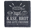 Schiefer Untersetzer Käse Brot und gute Freunde - Fondue Geschenk für  – Bild 1