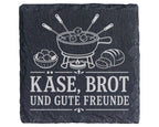 Schiefer Untersetzer Käse Brot und gute Freunde - Fondue Geschenk für  – Bild 1