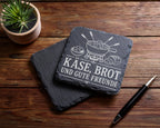 Schiefer Untersetzer Käse Brot und gute Freunde - Fondue Geschenk für  – Bild 5