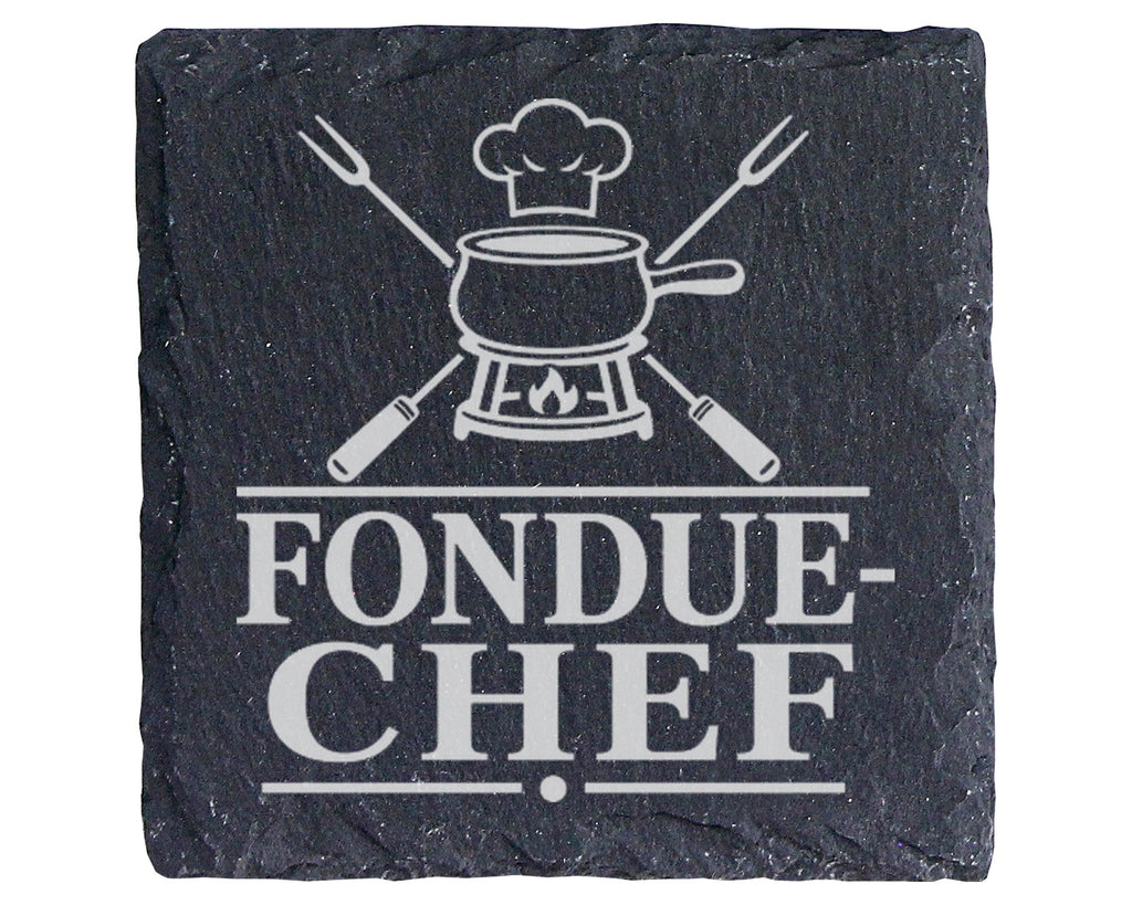Schiefer Untersetzer Fondue-Chef - Lustiges Geschenk für Gastgeber, Pa – Bild 1