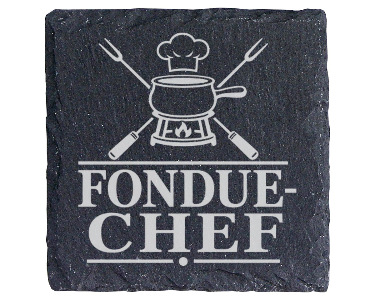 Schiefer Untersetzer Fondue-Chef - Lustiges Geschenk für Gastgeber, Pa – Bild 1