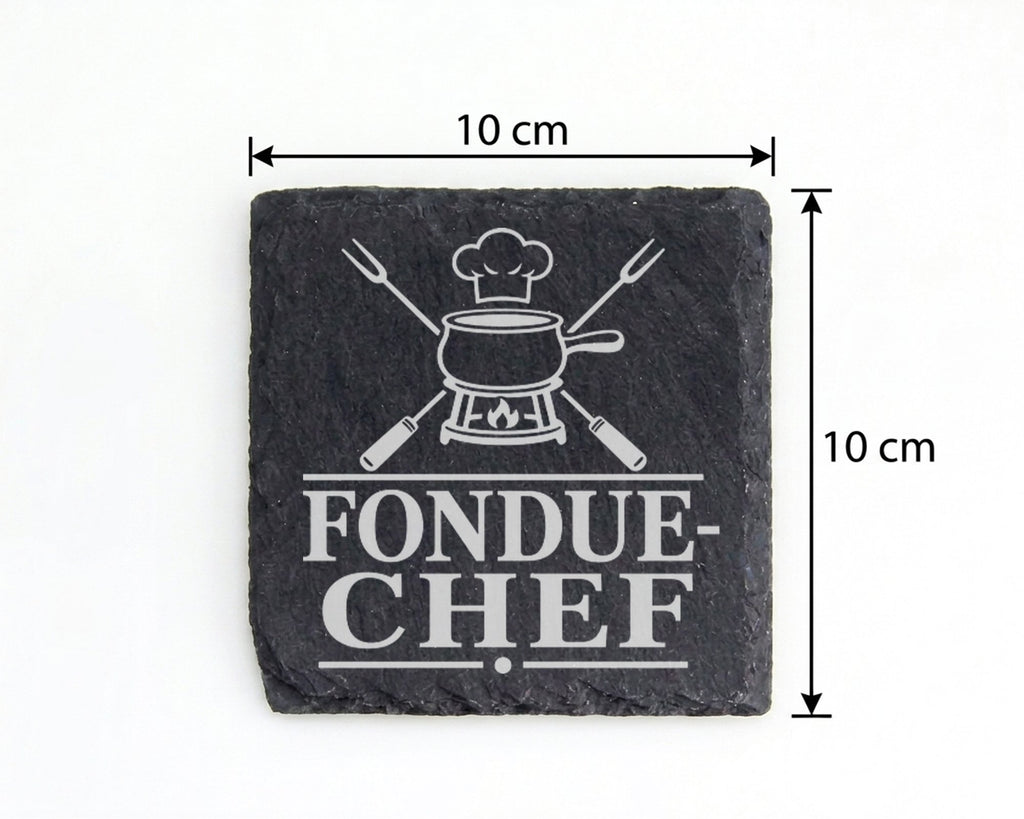 Schiefer Untersetzer Fondue-Chef - Lustiges Geschenk für Gastgeber, Pa – Bild 4