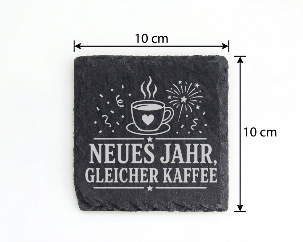 Schiefer Untersetzer Neues Jahr gleicher Kaffee - Lustiges Silvester G – Bild 4