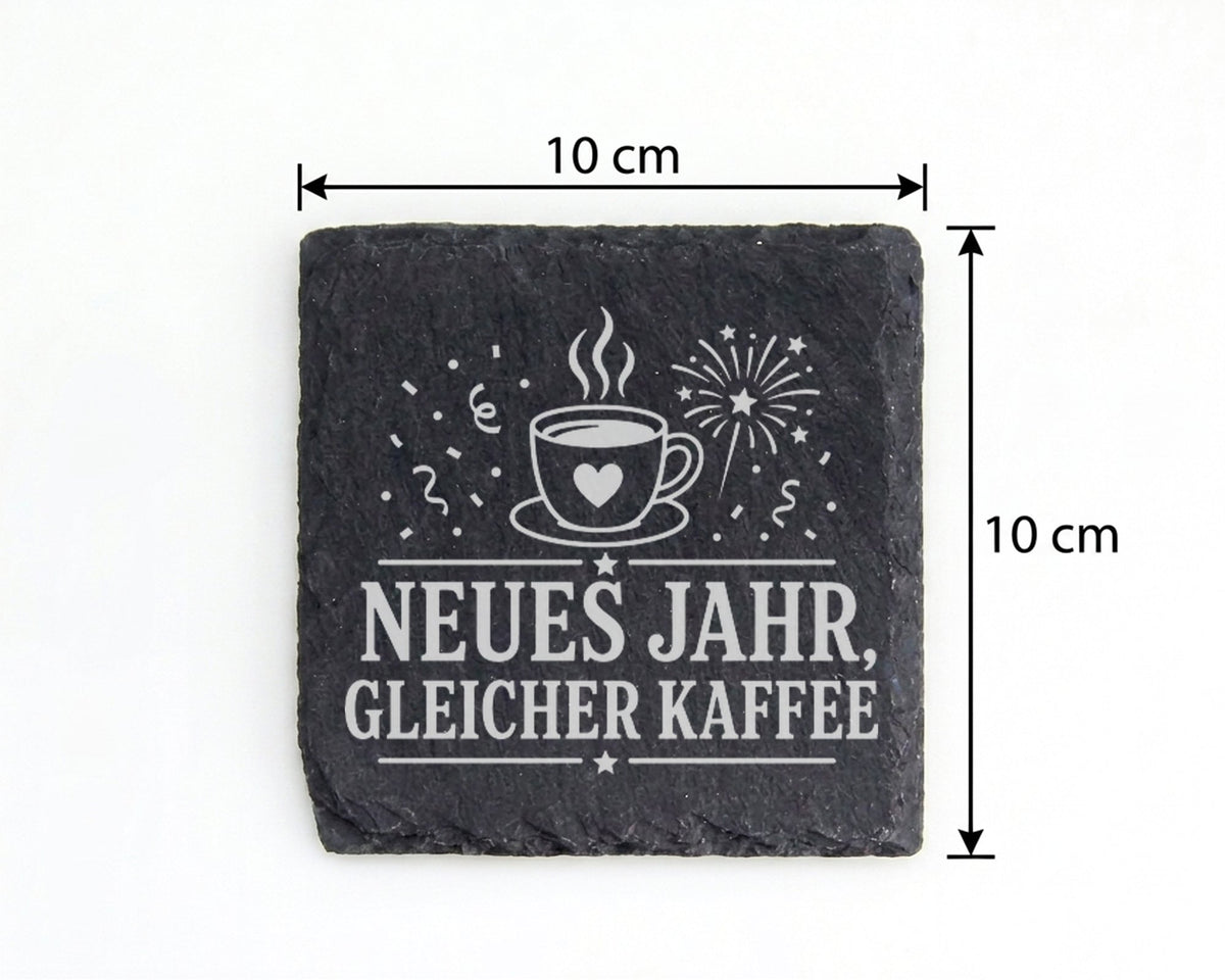 Schiefer Untersetzer Neues Jahr gleicher Kaffee - Lustiges Silvester G – Bild 4