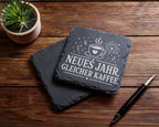 Schiefer Untersetzer Neues Jahr gleicher Kaffee - Lustiges Silvester G – Bild 5