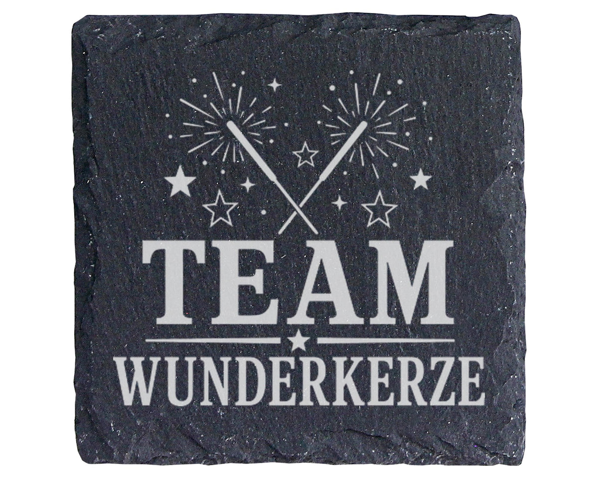 Schiefer Untersetzer Team Wunderkerze - Silvester Geschenk für Familie – Bild 1