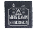 Schiefer Untersetzer Mein Kamin meine Regeln - Lustiges Geschenk für K – Bild 1