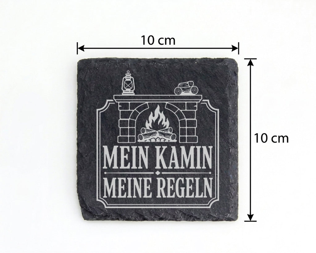 Schiefer Untersetzer Mein Kamin meine Regeln - Lustiges Geschenk für K – Bild 4