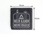 Schiefer Untersetzer Mein Kamin meine Regeln - Lustiges Geschenk für K – Bild 4
