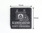 Schiefer Untersetzer Kaminabend statt Fernsehen - Gemütliches Geschenk – Bild 4