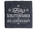 Schiefer Untersetzer Schlittenfahrer aus Leidenschaft - Rodeln Geschen – Bild 1