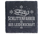 Schiefer Untersetzer Schlittenfahrer aus Leidenschaft - Rodeln Geschen – Bild 1