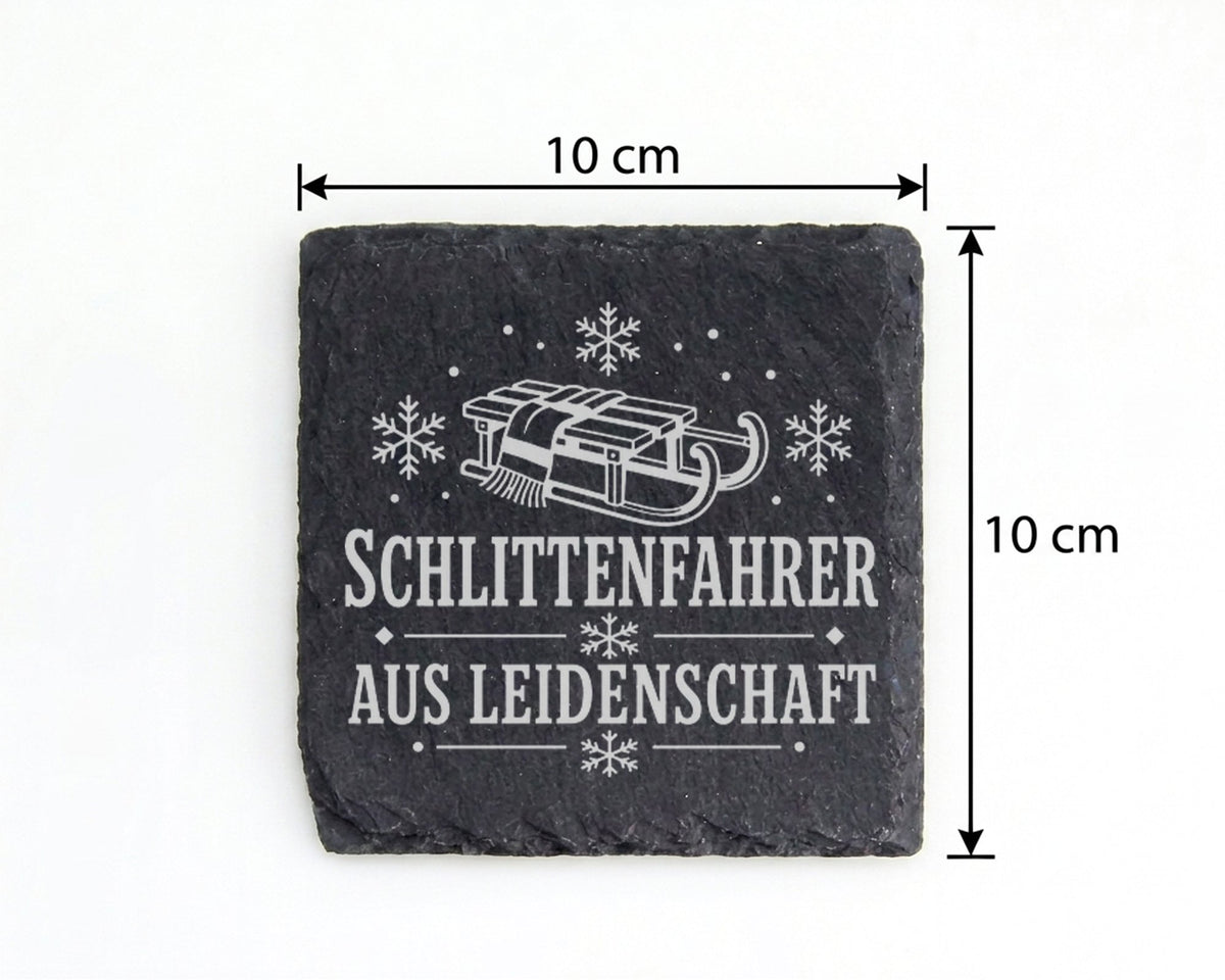Schiefer Untersetzer Schlittenfahrer aus Leidenschaft - Rodeln Geschen – Bild 4