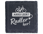 E-Bike Untersetzer Schiefertafel, Akku leer Radler her Geschenk, Gesch – Bild 1