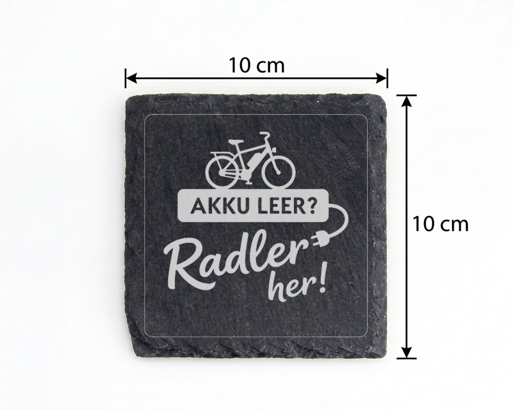 E-Bike Untersetzer Schiefertafel, Akku leer Radler her Geschenk, Gesch – Bild 4