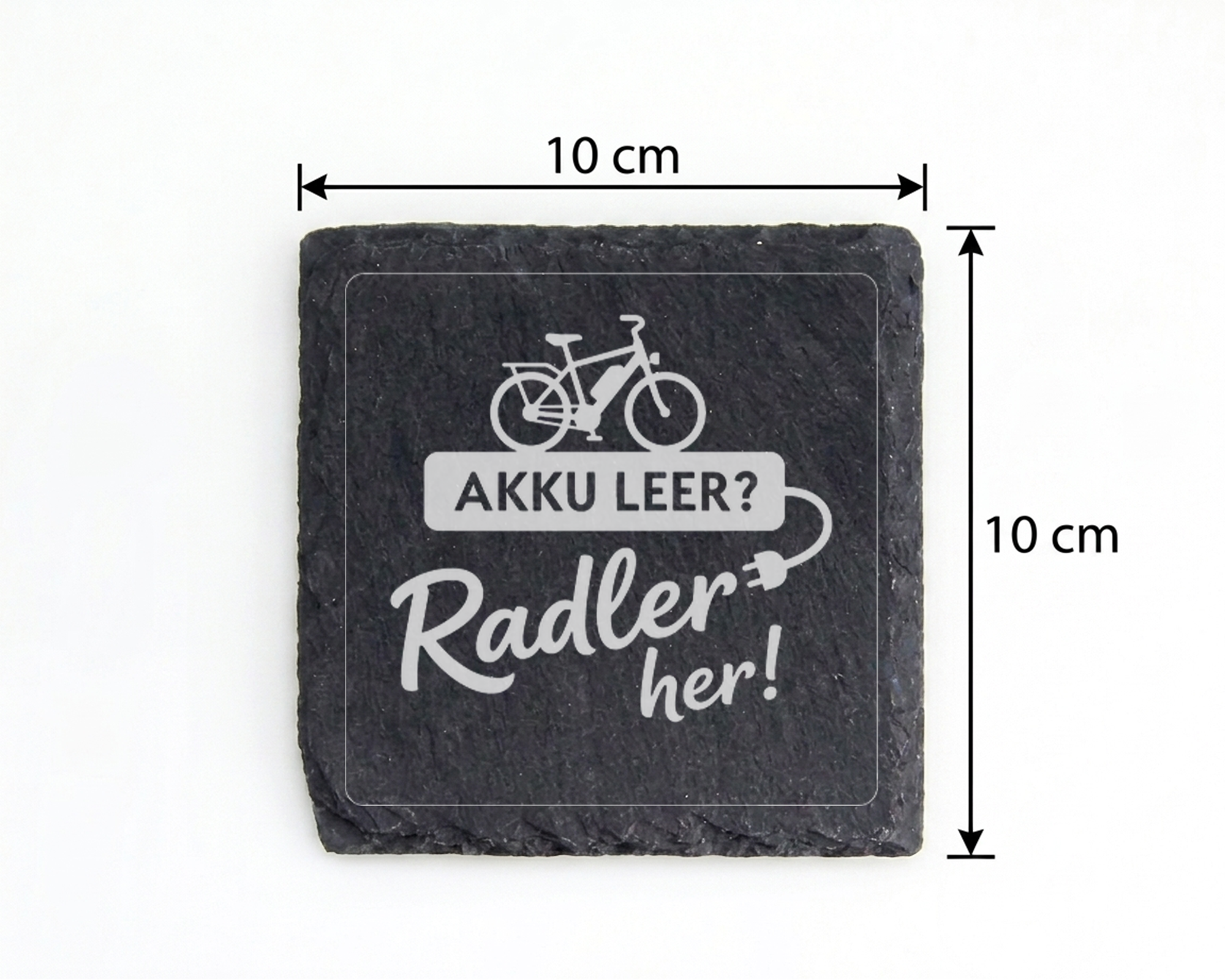 E-Bike Untersetzer Schiefertafel, Akku leer Radler her Geschenk, Gesch – Bild 4