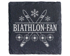 Schiefer Untersetzer Biathlon-Fan - Geschenk für Wintersport Fans, Lan – Bild 1