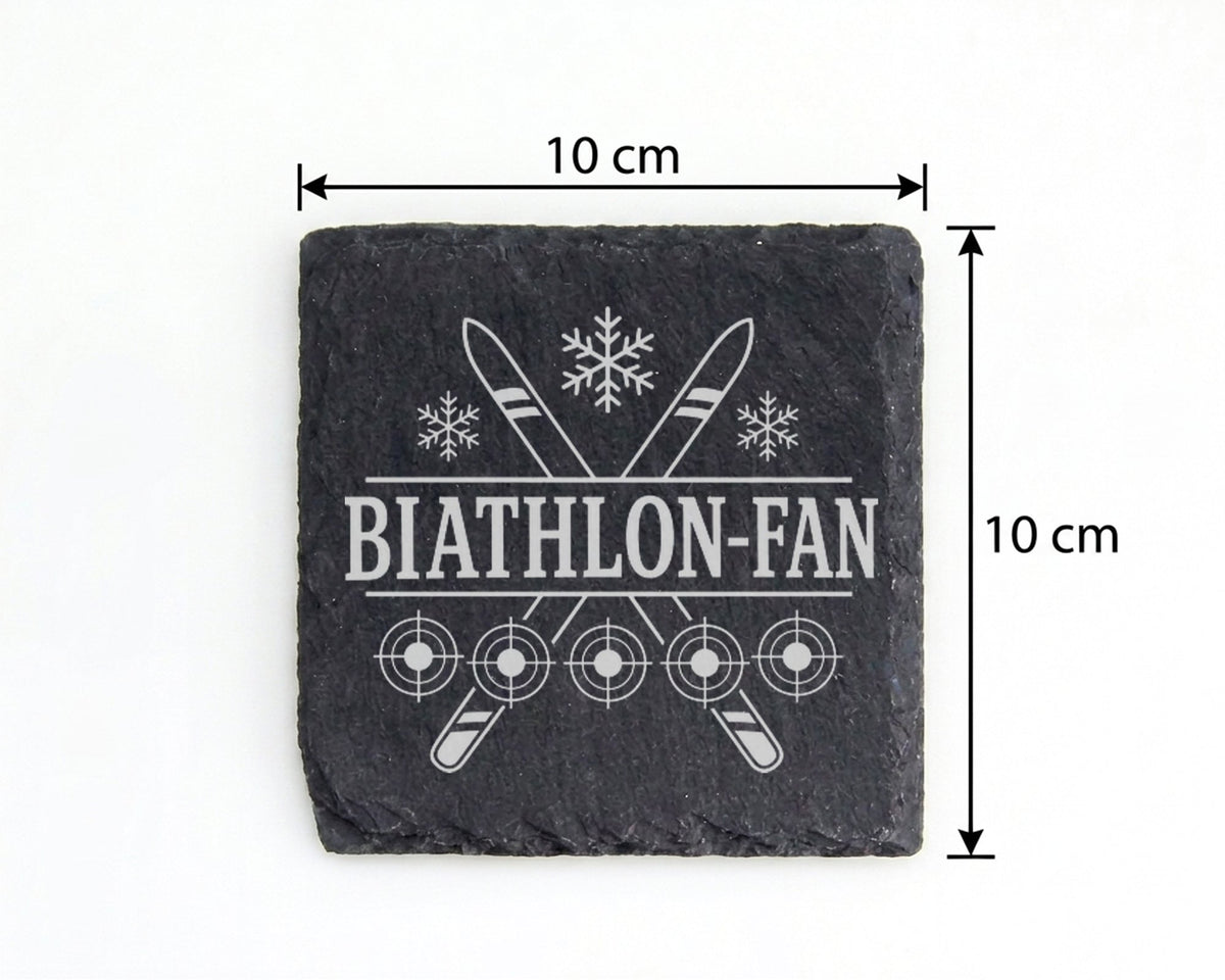 Schiefer Untersetzer Biathlon-Fan - Geschenk für Wintersport Fans, Lan – Bild 4