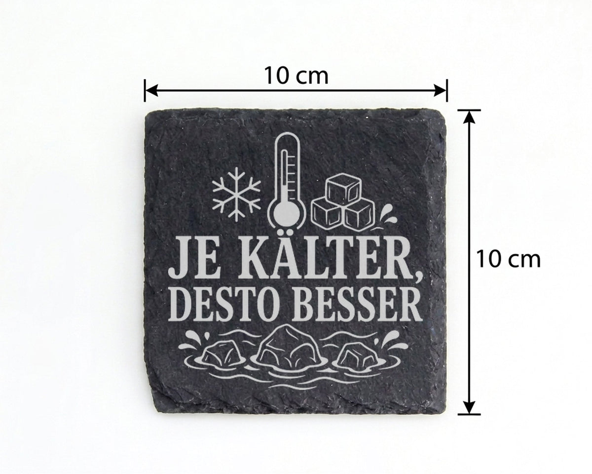 Schiefer Untersetzer Je kälter desto besser - Eisbaden Geschenk für Ei – Bild 4
