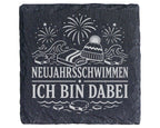 Schiefer Untersetzer Neujahrsschwimmen ich bin dabei - Eisbaden Gesche – Bild 1