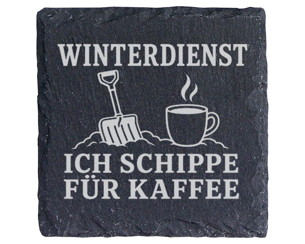 Schiefer Untersetzer Winterdienst ich schippe für Kaffee - Lustiges Ge – Bild 1