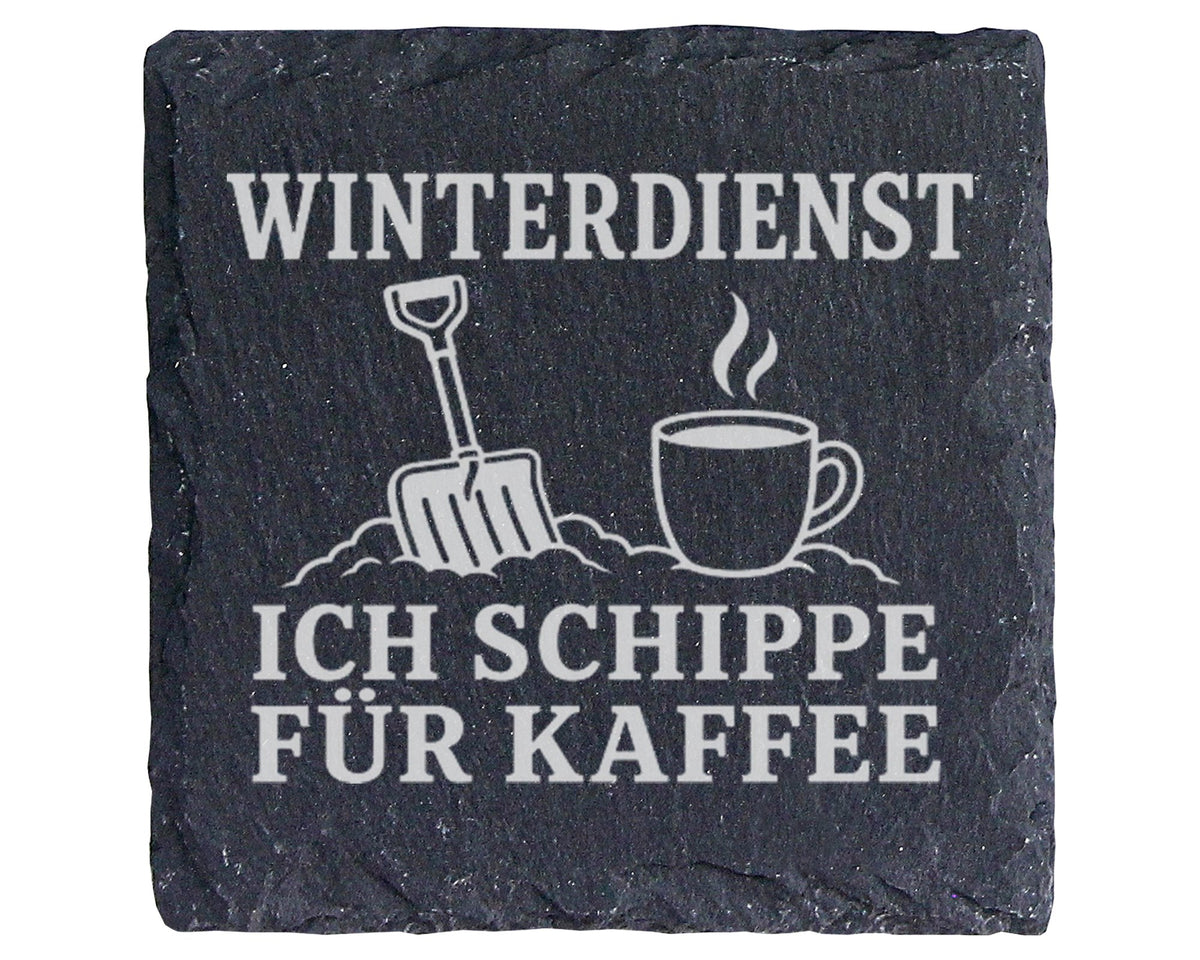 Schiefer Untersetzer Winterdienst ich schippe für Kaffee - Lustiges Ge – Bild 1