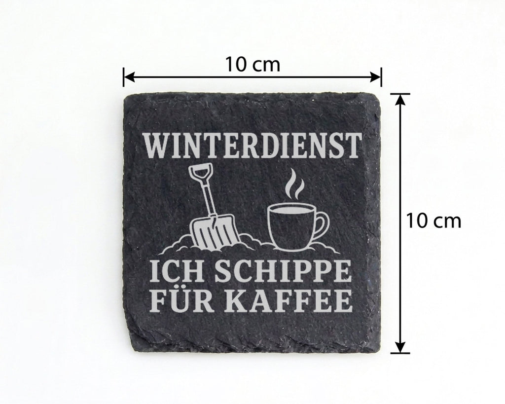 Schiefer Untersetzer Winterdienst ich schippe für Kaffee - Lustiges Ge – Bild 4