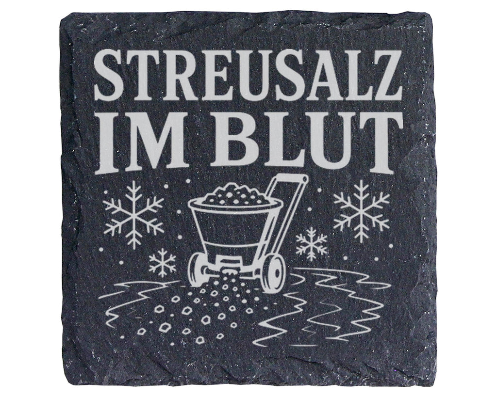 Schiefer Untersetzer Streusalz im Blut - Lustiges Winterdienst Geschen – Bild 1
