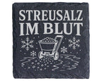 Schiefer Untersetzer Streusalz im Blut - Lustiges Winterdienst Geschen – Bild 1