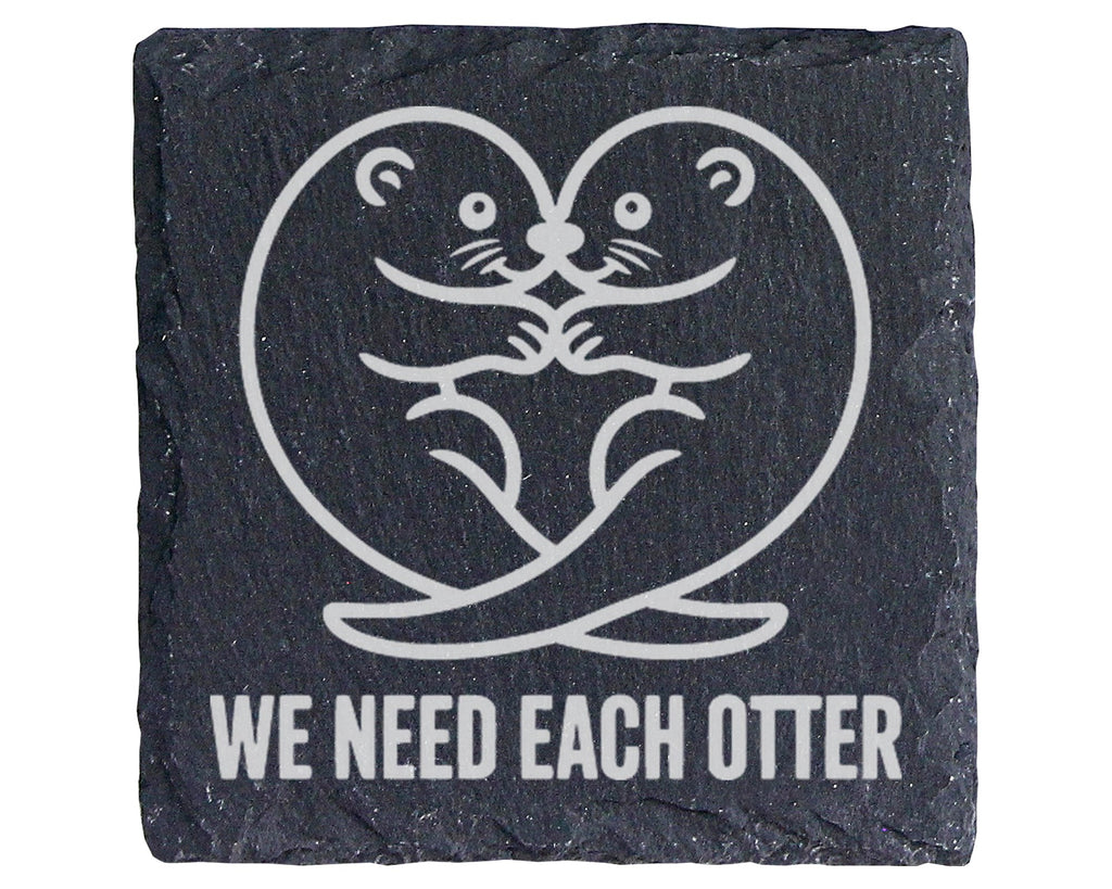 Schiefer Untersetzer Otter Paar Herz We Need Each - Süßes Geschenk für – Bild 1