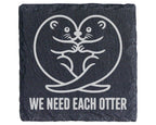 Schiefer Untersetzer Otter Paar Herz We Need Each - Süßes Geschenk für – Bild 1